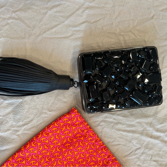Tory Bursh Black Crystal Adele Hardshell Clutch - Picture 13 of 13